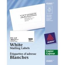 Avery Address Label - Permanent Adhesive - 4 1/4'' Width x 2'' Length - Rectangle - White - 1000 / Box