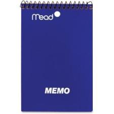 Mead Coil Memo Notebook - 40 Pages - Printed - Wire Bound - 15 lb Basis Weight 4'' (101.6 mm) x 6'' (152.4 mm) - White Paper - Assorted Cover - 1Each