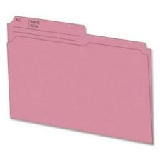 Hilroy Colored File Folder - Letter - 8 1/2'' x 11'' Sheet Size - 1/2 Tab Cut - 10.5 pt. Folder Thickness - Pink - Recycled - 100 / Box