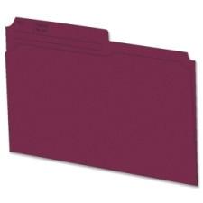 Hilroy Colored File Folder - Letter - 8 1/2'' x 11'' Sheet Size - 1/2 Tab Cut - 10.5 pt. Folder Thickness - Burgundy - Recycled - 100 / Box