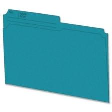Hilroy Colored File Folder - Letter - 8 1/2'' x 11'' Sheet Size - 1/2 Tab Cut - 10.5 pt. Folder Thickness - Teal - Recycled - 100 / Box