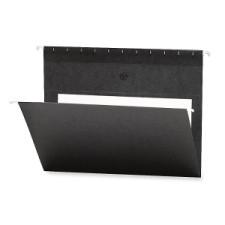Smead Hanging File Folder with Interior Pocket 64427 - Letter - 11 3/4'' x 9 1/4'' Sheet Size - Vinyl - Black - Recycled - 25 / Box