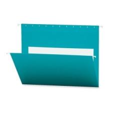 Smead Hanging File Folder with Interior Pocket 64440 - Letter - 11 3/4'' x 9 1/4'' Sheet Size - Vinyl - Teal - Recycled - 25 / Box