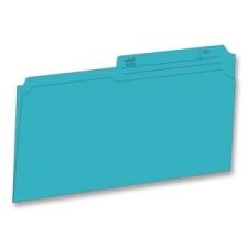 Hilroy Colored Top Tab File Folder - Legal - 8 1/2'' x 14'' Sheet Size - 1/2 Tab Cut - 10.5 pt. Folder Thickness - Teal - Recycled - 100 / Box