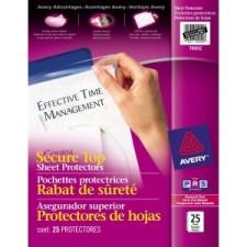 Avery Secure Top Sheet Protector - For Letter 8.5'' x 11'' Sheet - Ring Binder - Rectangular - Clear - Polypropylene - 25 / Pack