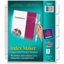 Avery 78613 Index Maker View Divider with Clear Labels - 5 - 8.50'' Divider Width x 11'' Divider Length - Letter - Clear - White - 24 / Pack