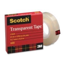 3M Scotch Glossy Transparent Tape - 0.50'' (12.7 mm) Width x 36 yd (32.9 m) Length - 1'' Core - Non-yellowing, Moisture Resistant, Stain Resistant, Photo-safe - 1 Each
