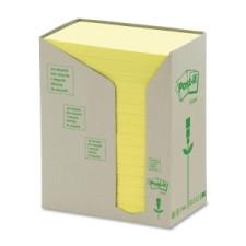 Post-it Green Recycled Notes - 3'' x 5'', Yellow, 16 Pads/ Pack