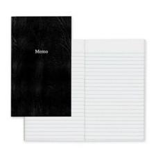 Blueline Glue Binding Side Open Memo Book - 100 Sheets - Printed - Glue 6.8'' (171.5 mm) x 4'' (101.6 mm) - Black Paper - Black Cover - Recycled - 1Each