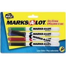 Avery Marks-A-Lot 4-Color Dry Erase Marker - Bullet Marker Point Style - Black, Blue, Red, Green Ink - 4 Set
