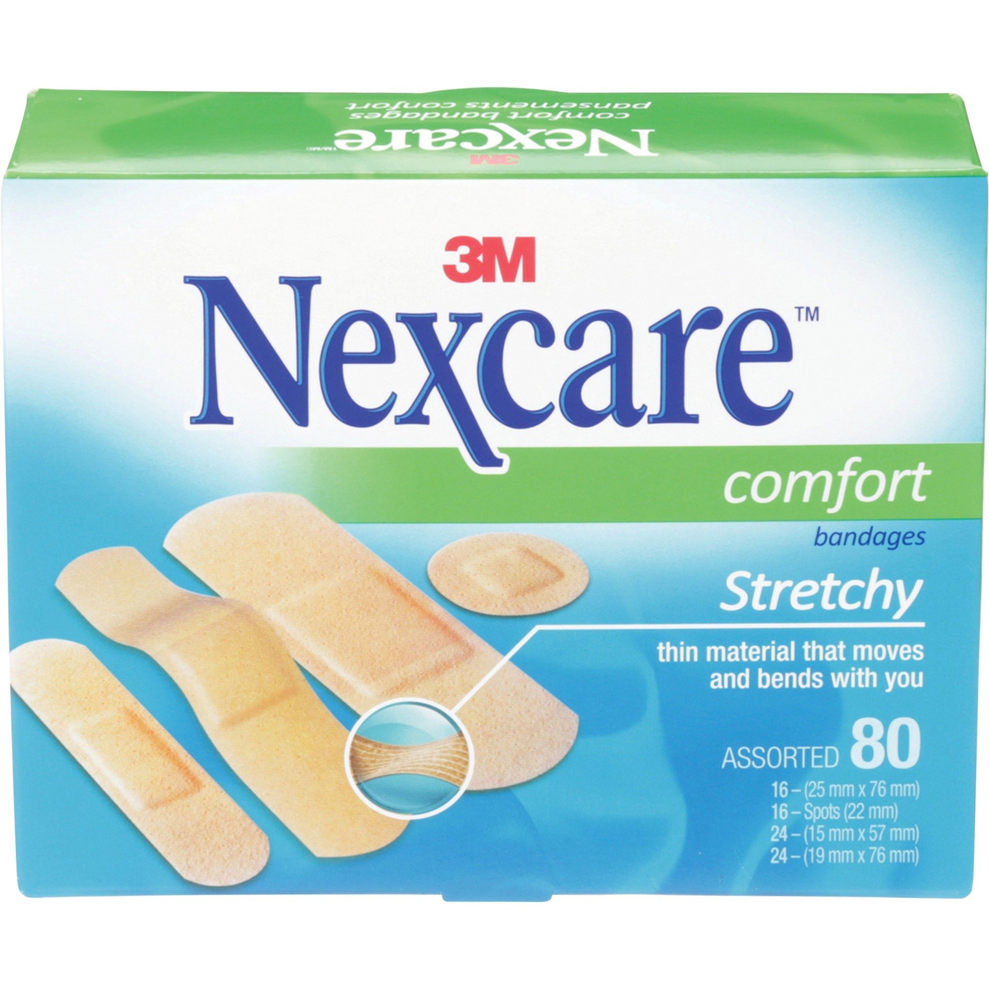 3M Nexcare Comfort Strips Bandage - 80/Box