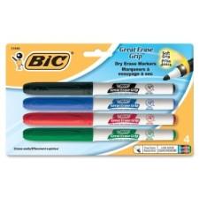 BIC Great Erase Whiteboard Marker - Fine Marker Point Type - Red Alcohol Based, Black, Blue, Green Ink - 4 / Pack