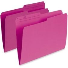 Pendaflex Single Top Vertical Colored File Folder - Letter - 8 1/2'' x 11'' Sheet Size - 1/2 Tab Cut - 10.5 pt. Folder Thickness - Pink - Recycled - 100 / Box