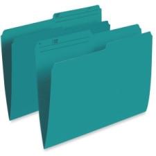 Pendaflex Single Top Vertical Colored File Folder - Letter - 8 1/2'' x 11'' Sheet Size - 1/2 Tab Cut - 10.5 pt. Folder Thickness - Teal - Recycled - 100 / Box