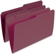 Pendaflex Single Top Vertical Colored File Folder - Legal - 8 1/2'' x 14'' Sheet Size - 1/2 Tab Cut - 10.5 pt. Folder Thickness - Burgundy - Recycled - 100 / Box