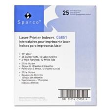 Sparco Customize Index Divider - 12 x Divider(s) - 12 Tab(s) - Print-on - 3 Hole Punched - White - 25 / Box