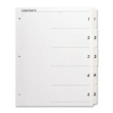 Sparco Quick Index Table Of Contents Divider - 5 x Divider(s) - 5 Tab(s) - Printed 1-5 - 3 Hole Punched - White - White - 5 / Set