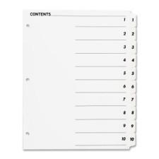 Sparco Quick Index Table Of Contents Divider - 10 x Divider(s) - 10 Tab(s) - Printed 1-10 - 3 Hole Punched - White - White - 10 / Set