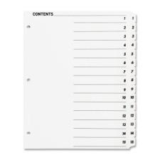 Business Source Quick Index Table Of Contents Divider - 15 x Divider(s) - 15 Tab(s) - Printed 1-15 - 3 Hole Punched - White - White - 15 / Set