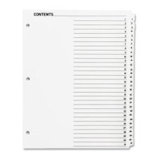 Sparco Table of Contents Index Divider - 31 x Divider(s) - 31 Tab(s) - Print-on - 3 Hole Punched - White - White - 31 / Set