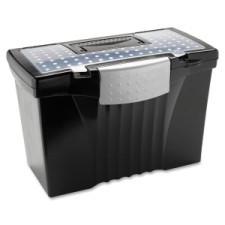 Storex File Box with Supply Compartment - External Dimensions: 9'' Width x 11.5'' Depth x 17''Height - Media Size Supported: Letter, Legal - Heavy Duty - Plastic - Black - For Document - Recy