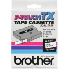 Brother TX2311 Laminated Tape Cartridge - 1/2'' Width x 50 ft Length - Dot Matrix - White - 1 Each