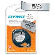 Dymo LetraTag 91338 Metallic Tape - 1/2'' Width x 13 ft Length - Direct Thermal - Silver - 1 Each