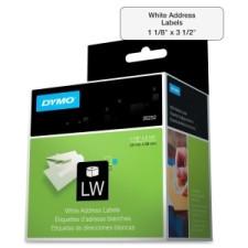 Dymo Address Label - 1 1/8'' Width x 3 1/2'' Length - 350 / Roll - White - Paper - 2 / Box