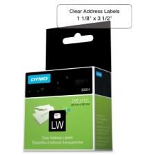 Dymo Address Label - 1 1/8'' Width x 3 1/2'' Length - 130 / Roll - Rectangle - Direct Thermal - Clear - 130 / Roll