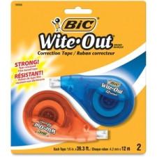 Wite-Out Correction Tape - 0.2'' (4.2 mm) Width x 33.1 ft Length - 1 Line(s) - White Tape - Non-refillable - 2 / Pack - White