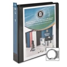 Business Source Standard Presentation Binder - 1 1/2'' Binder Capacity - Letter - 8 1/2'' x 11'' Sheet Size - 25 Sheet Capacity - 3 x Ring Fastener(s) - 1 Internal Pocket(s) - Black - 1 Each