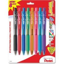 Pentel WOW! Retractable Ballpoint Pen - Medium Pen Point Type - 1 mm Pen Point Size - Assorted Ink - Assorted Barrel - 8 / Pack
