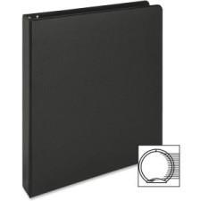 Business Source Black Vinyl Ring Binder with 2 pockets - 1'' Letter - 3 x Round Ring - Each