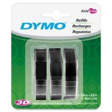 Dymo 1741670 Glossy Embossing Tape - 3/8'' Width x 117 3/5'' Length - Rectangle - Black - Vinyl - 3 / Pack