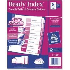 Avery Uncollated Index Divider - 8 x Divider(s) - Printed 1 to 8 - 8 Tab(s)/Set - 8.50'' Divider Width x 11'' Divider Length - Letter - 3 Hole Punched - Multicolor - 24 / Box