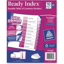 Avery Uncollated Index Divider - 10 x Divider(s) - Printed 1 to 10 - 10 Tab(s)/Set - 8.50'' Divider Width x 11'' Divider Length - Letter - 3 Hole Punched - Multicolor - 24 / Box