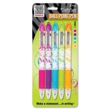 Zebra Pen Z-Grip Daisies Ballpoint Pen - Medium Pen Point Type - 1 mm Pen Point Size - Assorted Ink - 5 / Pack