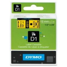 Dymo Black on Yellow D1 Label Tape - 1/2'' Width x 22 63/64 ft Length - Thermal Transfer - Yellow - Polyester - 1 Each