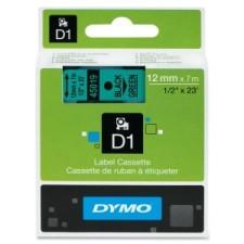 Dymo D1 45019 Tape - 1/2'' Width x 22 63/64 ft Length - Thermal Transfer - Black, Green - Polyester - 1 Each