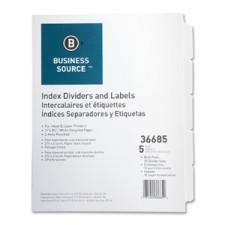 Business Source Punched Laser Index Divider - 5 - Tab(s)Blank - 8.50'' Divider Width x 11'' Divider Length - Letter - 3 Hole Punched - White Paper Divider - White - 25 / Box