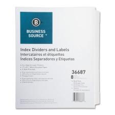Business Source Punched Laser Index Divider - 8 - Tab(s)Blank - 8.50'' Divider Width x 11'' Divider Length - Letter - 3 Hole Punched - White Paper Divider - White - 25 / Box
