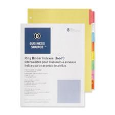 Business Source Insertable Tab Ring Binder Indexes -  8 Blank Tabs 1.50'' Tab Width - 8.50'' Divider Width x 11'' Divider Length - Letter - 3 Hole Punched - Multicolor Tab(s) - 8 / Set