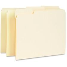 Business Source Interior File Folder - Letter - 8 1/2'' x 11'' Sheet Size - 1/3 Tab Cut - Assorted Position Tab Location - 11 pt. Folder Thickness - Manila - Manila - Recycled - 100 / Box