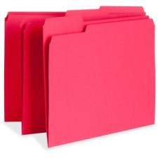 Business Source Color-coding Top Tab File Folder - Letter - 8 1/2'' x 11'' Sheet Size - 1/3 Tab Cut - Assorted Position Tab Location - 11 pt. Folder Thickness - Red - Recycled - 100 / Box