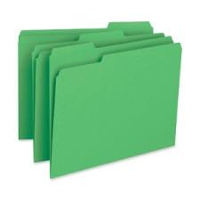 Business Source Color-coding Top Tab File Folder - Letter - 8 1/2'' x 11'' Sheet Size - 1/3 Tab Cut - Assorted Position Tab Location - 11 pt. Folder Thickness - Green - Recycled - 100 / Box