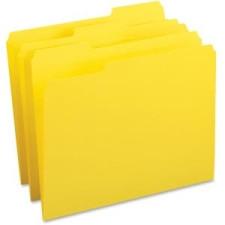 Business Source Color-coding Top Tab File Folder - Letter - 8 1/2'' x 11'' Sheet Size - 1/3 Tab Cut - Assorted Position Tab Location - 11 pt. Folder Thickness - Yellow - Recycled - 100 / Box