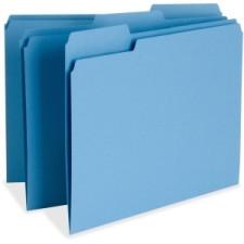 Business Source Color-coding Top Tab File Folder - Letter - 8 1/2'' x 11'' Sheet Size - 1/3 Tab Cut - Assorted Position Tab Location - 11 pt. Folder Thickness - Blue - Recycled - 100 / Box