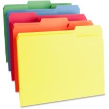 Business Source Color-coding Top Tab File Folder - Letter - 8 1/2'' x 11'' Sheet Size - 1/3 Tab Cut - Assorted Position Tab Location - 11 pt. Folder Thickness - Assorted - Recycled - 100 / Bo
