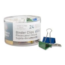 Business Source Binder Clips - Medium - 1.3'' x 0.6'' - Assorted Colour Steel - 24/Pack
