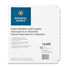 Business Source Customize Index Divider - 12 x Divider(s) - 12 Tab(s) - Print-on - 3 Hole Punched - White - White - 5 / Pack